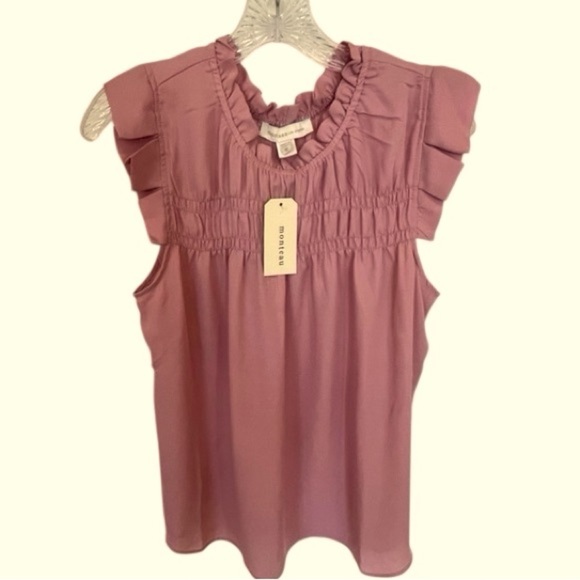 Monteau Los Angeles ruffled sleeve top new with tags - Picture 1 of 5